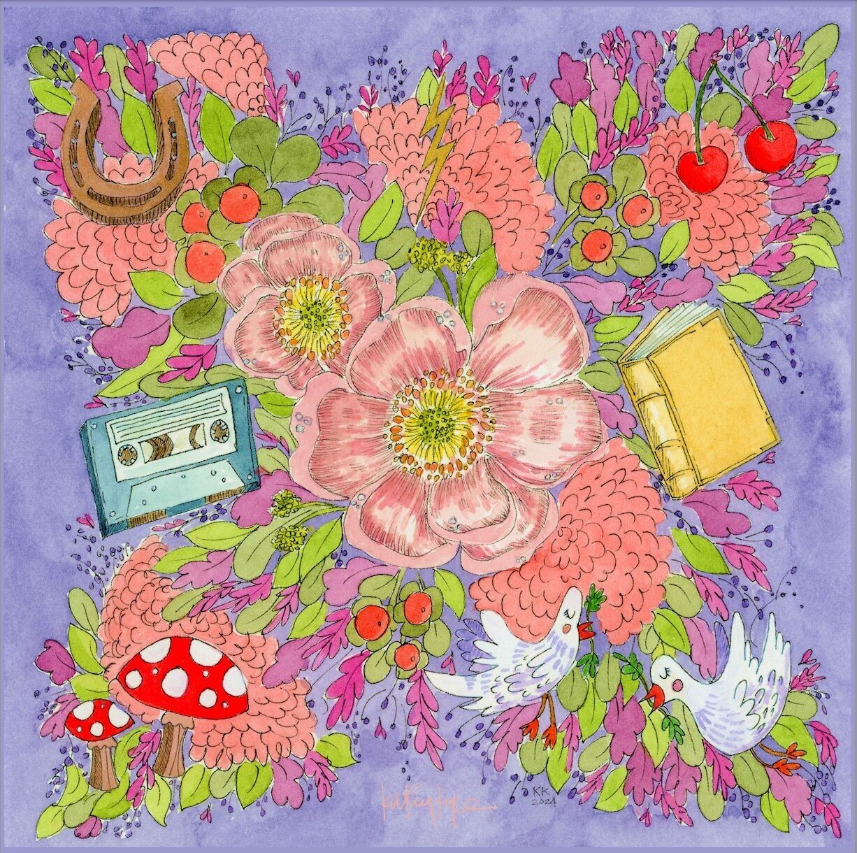 Seidenschal mit Lavendelblumenmuster