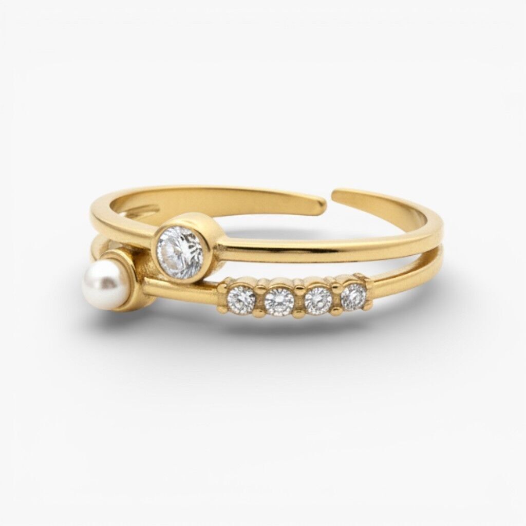 Jessie Stainless Steel Ring w Zirconium Stones