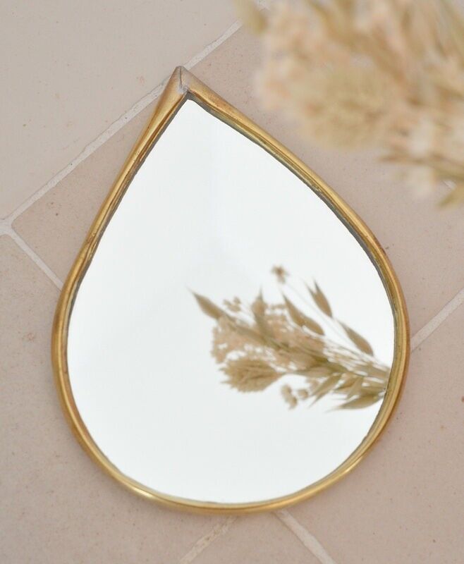 Mini specchio a goccia in ottone 12.5 cm - Decorazione murale boho artigianale marocchina
