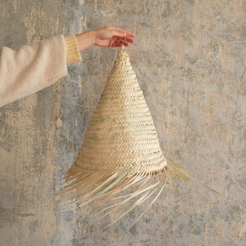 Lampada a sospensione Alia Medium in foglia di palma da 43 cm - Illuminazione boho artigianale marocchina