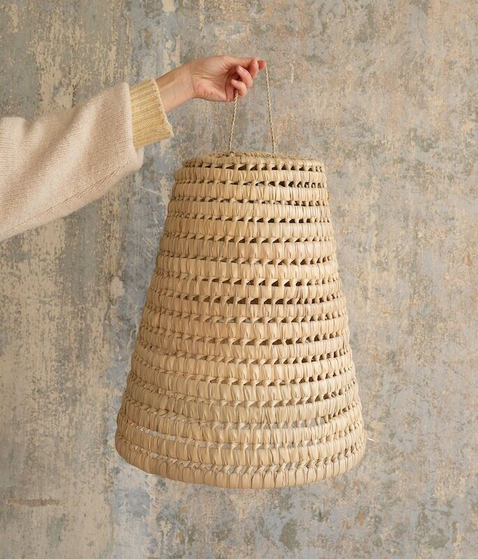 Lampada a sospensione Hania in foglia di palma da 44 cm - Illuminazione boho artigianale marocchina