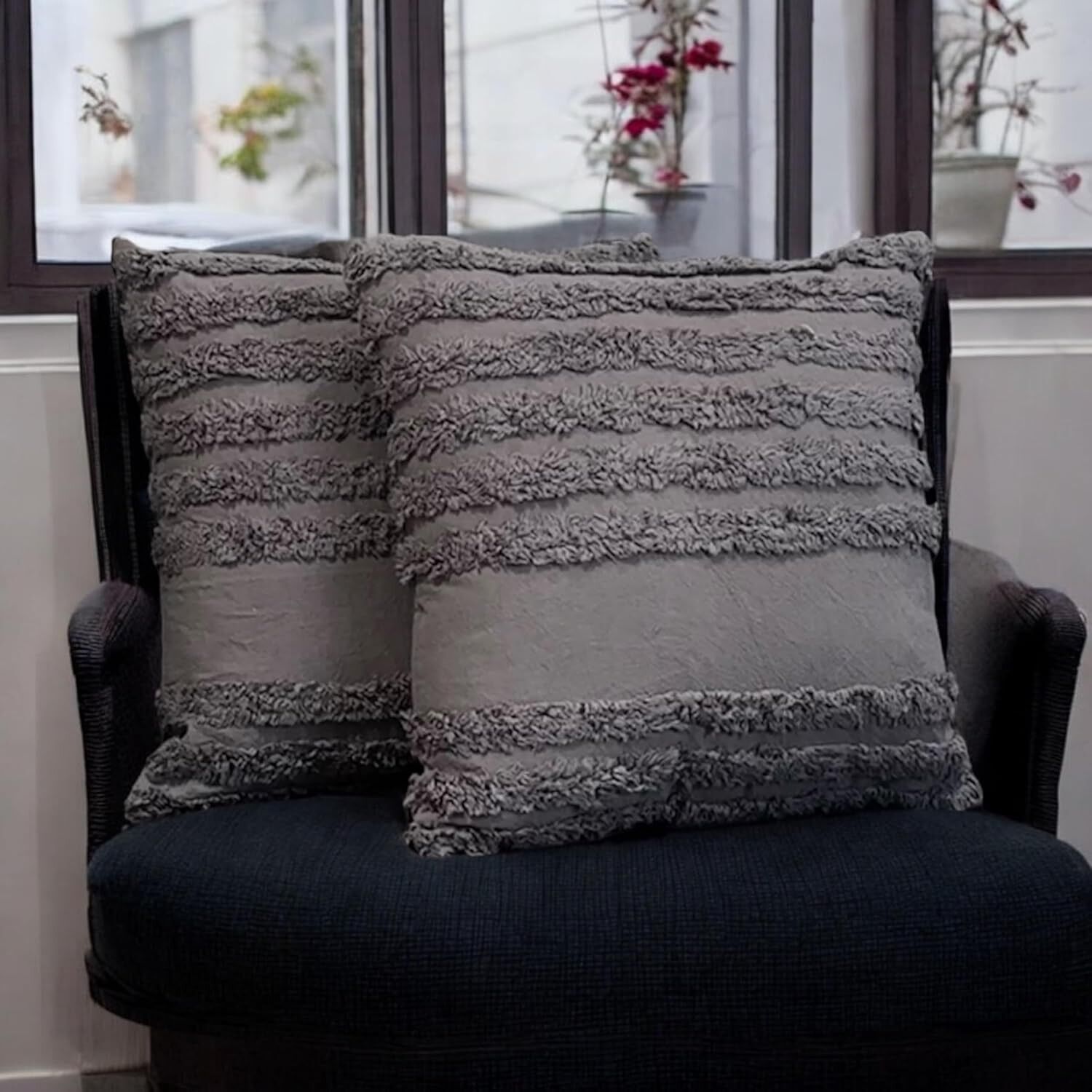 Housse de coussin douce et capitonnée style bohème 40 x 40 cm (1 pièce) | Coussin décoratif pour canapé, lit ou fauteuil