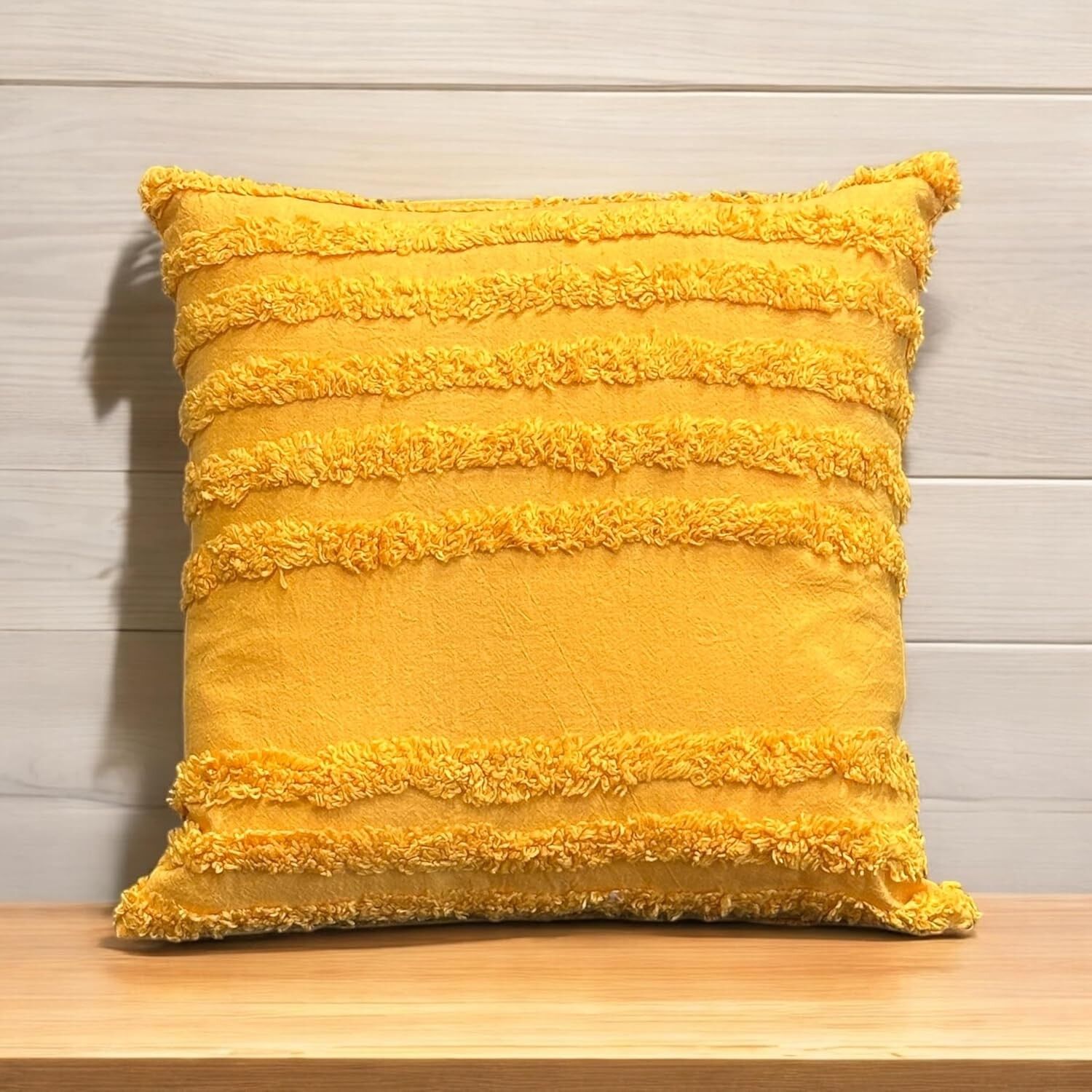 Housse de coussin bohème à motif tournesol touffeté 40 x 40 cm (16 x 16 pouces) - Lot de 1 | Housse de coussin décorative pour canapé-lit