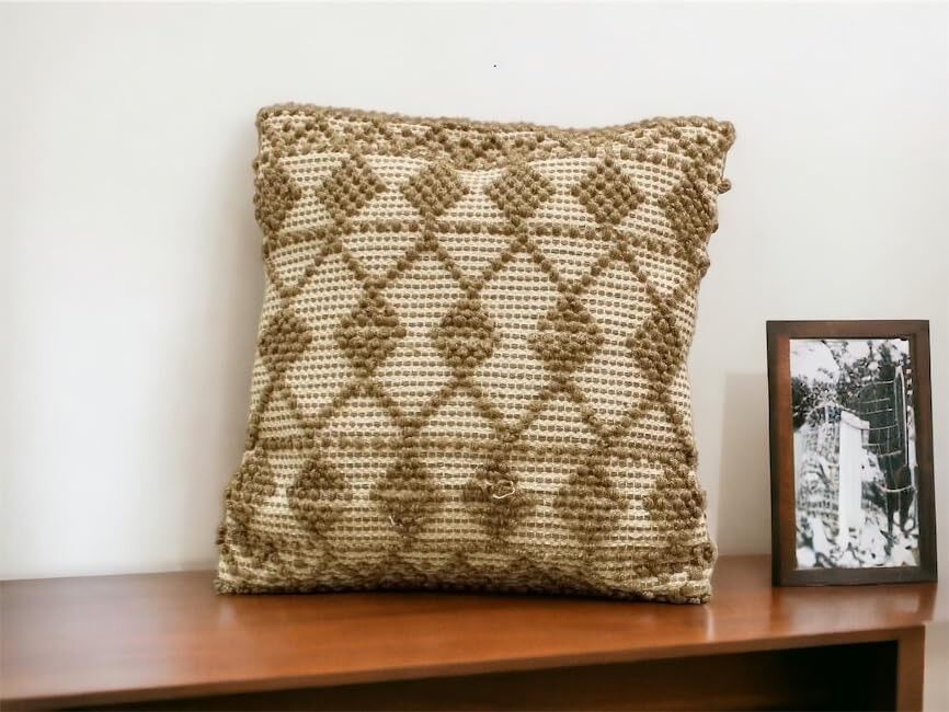 Housse de coussin bohème artisanale tissée au métier à tisser 45 x 45 cm (1 pièce) | Housse de coussin bohème pour canapé et salon