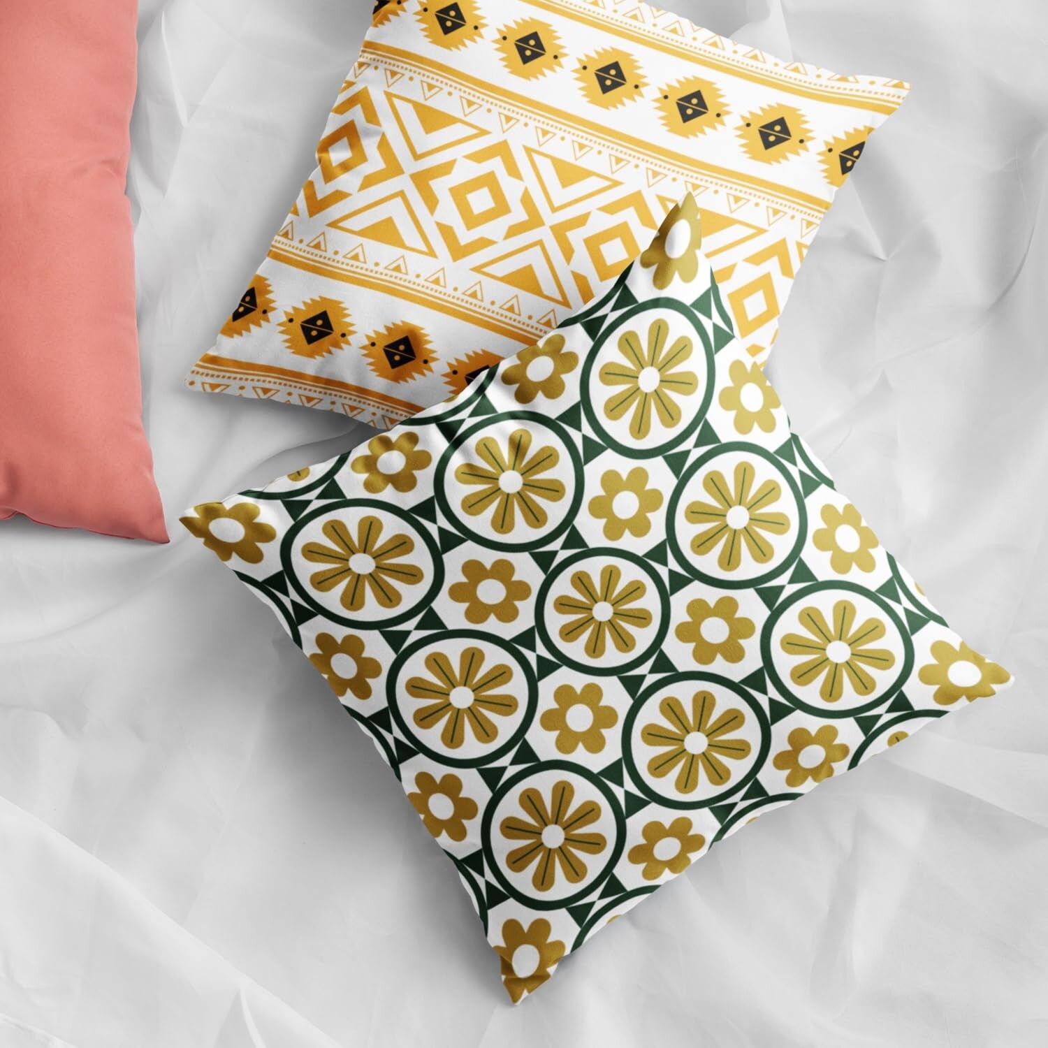 Housses de coussin en velours doux à imprimé floral rétro numérique 45 x 45 cm (lot de 2) | Housses de coussin décoratives modernes pour canapé et décoration intérieure