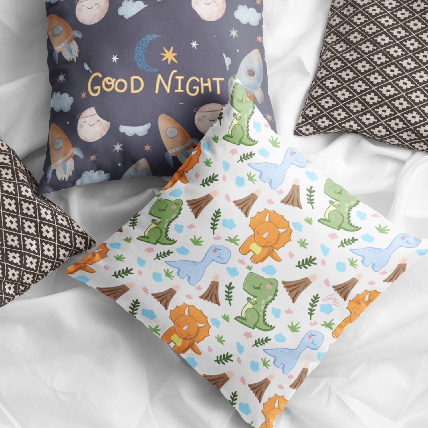 Housses de coussin décoratives en velours doux à imprimé numérique 45 x 45 cm (lot de 2) | Coussins décoratifs pour canapé, lit et fauteuil