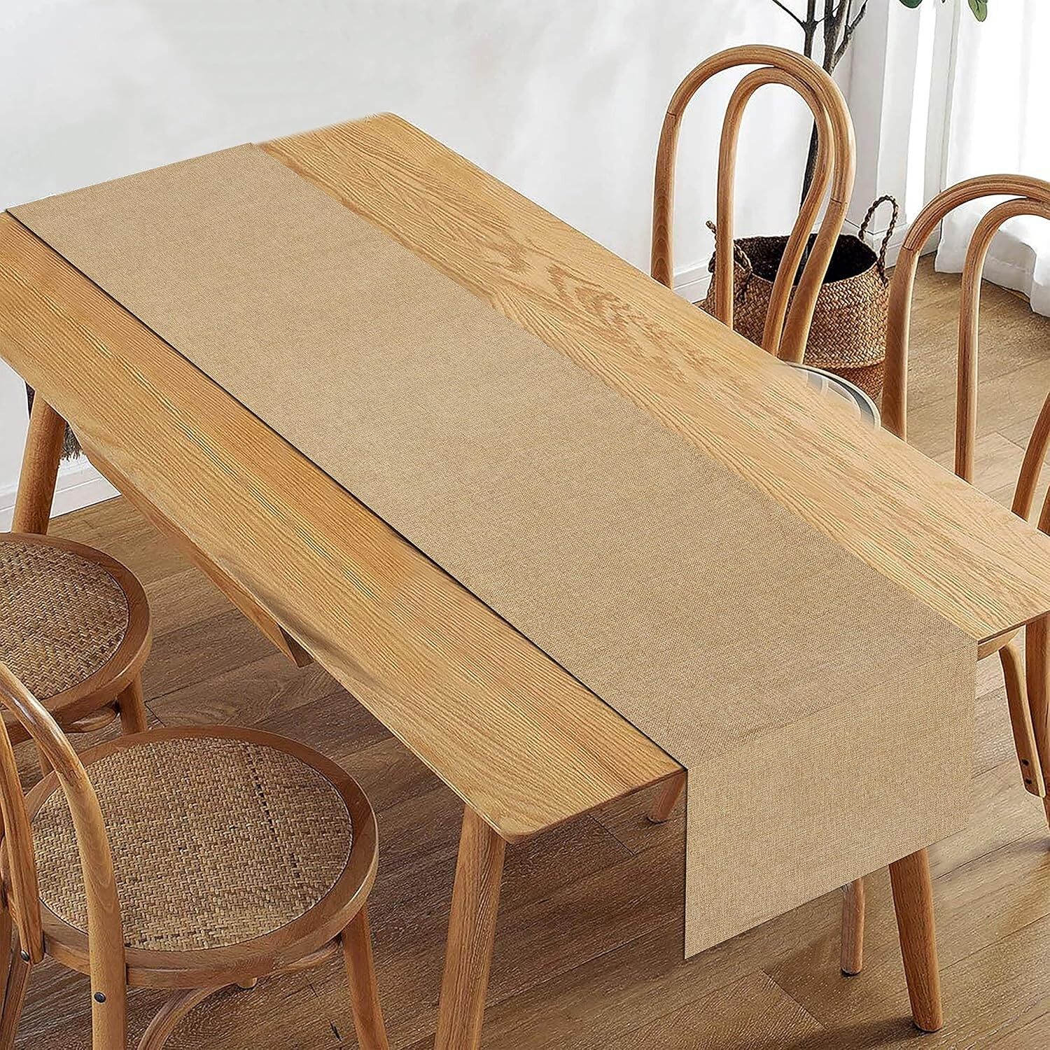 Chemin de table en jute beige, 30 x 152 cm | Lavable, idéal pour la cuisine et la maison, protection contre les taches et la chaleur