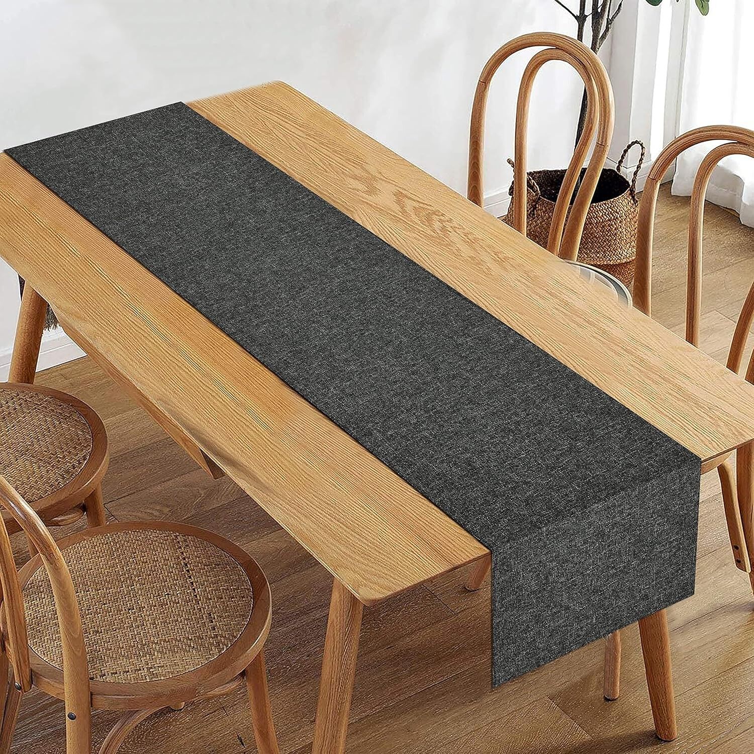 Chemin de table en jute lavable et protecteur (30 x 152 cm) | Linge de cuisine noir | Décoration intérieure