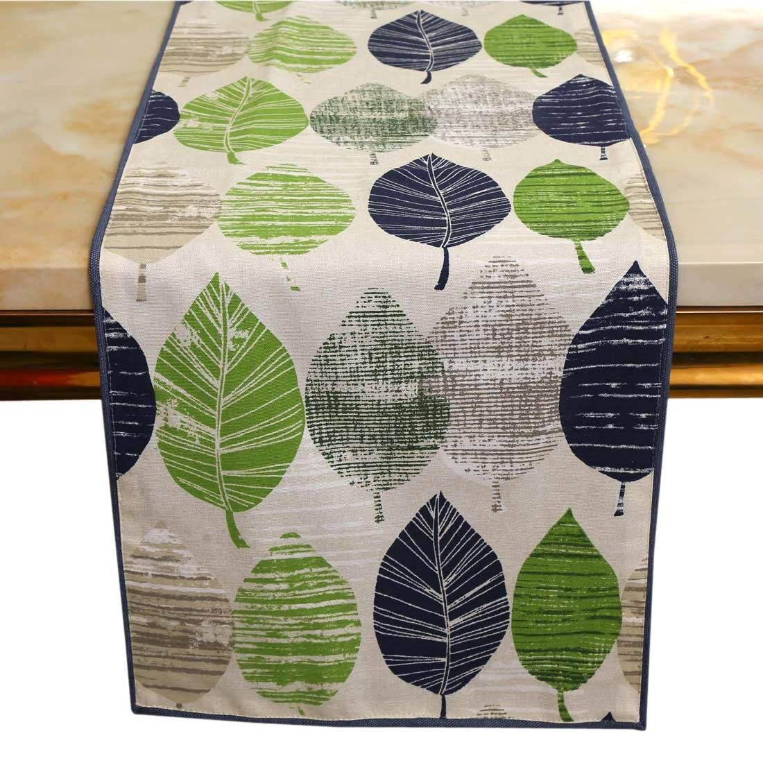 Chemin de table décoratif en coton imprimé de feuilles, 35,5 x 183 cm, pour 4 à 6 personnes | Décoration de cuisine