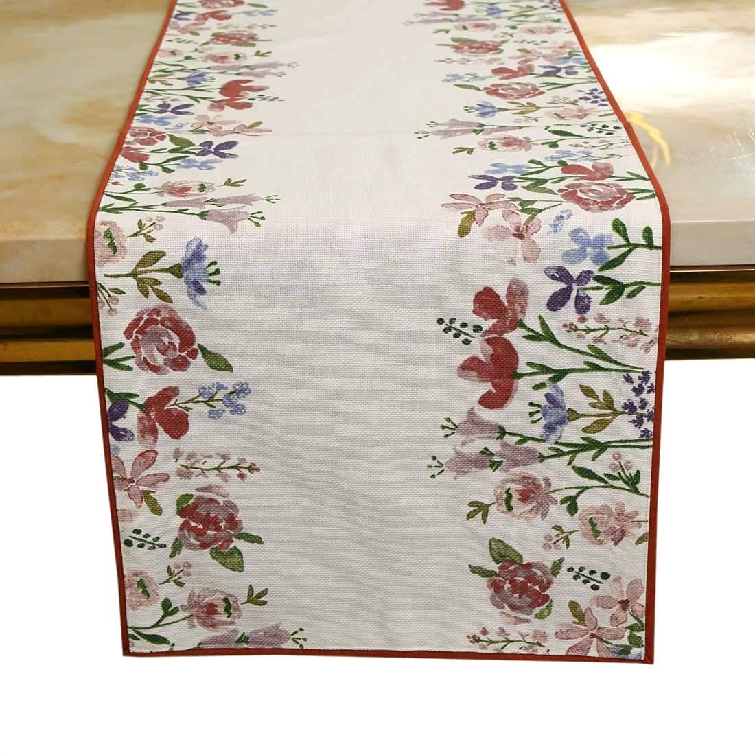 Chemin de table en coton imprimé floral antidérapant 33 x 183 cm (4 et 6 couverts) | Décoration pour la cuisine et la salle à manger