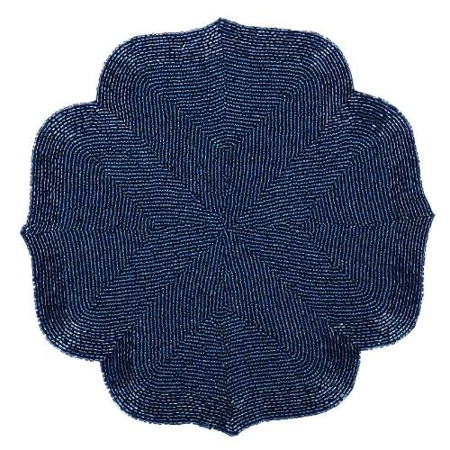 Set de table marocain bleu élégant en perles de verre, 35,5 cm (1 pièce) | Décoration pour salle à manger, cuisine ou comptoir, cadeau