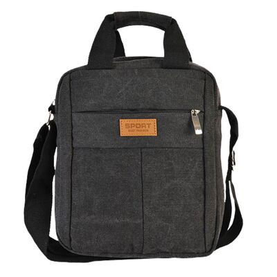 [ mb401-1 ] black canvas shoulder bag for men