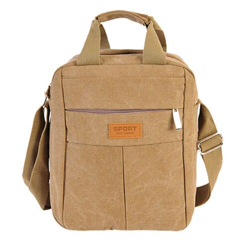 [ mb401-2 ] beige canvas shoulder bag for men