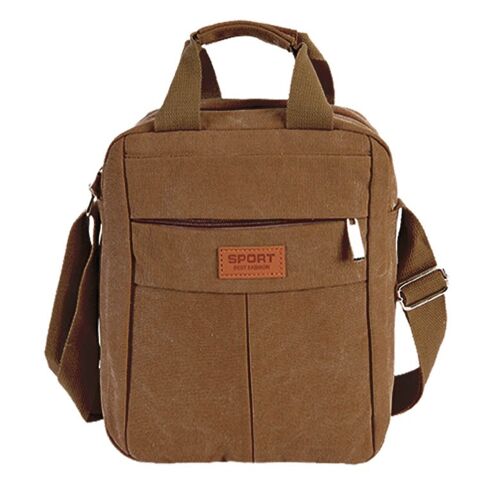 [ mb401-3 ] brown canvas shoulder bag for men