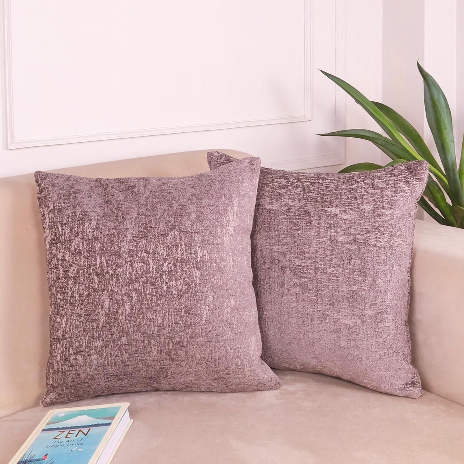 Lot de 2 housses de coussin en chenille douce au toucher velours (40 x 40 cm) | Résistantes et lavables, idéales pour canapé, lit et décoration intérieure, grises