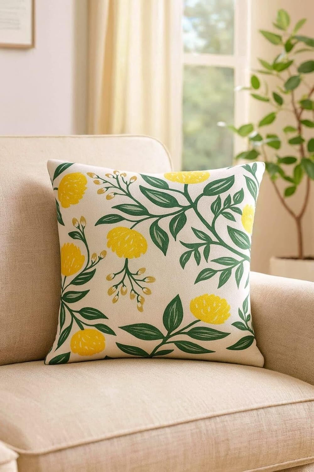 Housses de coussin décoratives blanches en jute imprimées, 45 x 45 cm (lot de 3) | Housses de coussin pour canapé, lit et décoration intérieure