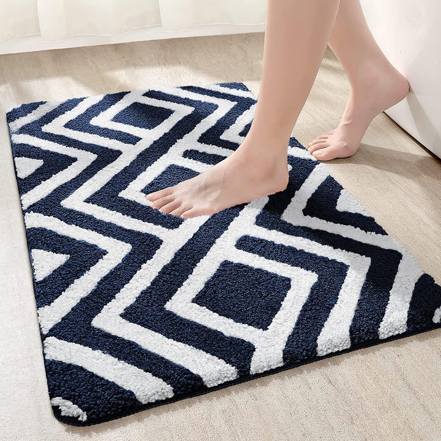 Tapis de bain égyptien en microfibre ultra douce et résistante 2000 g/m² 40 x 60 cm (lot de 1) | Tapis de sol antidérapant et ultra absorbant