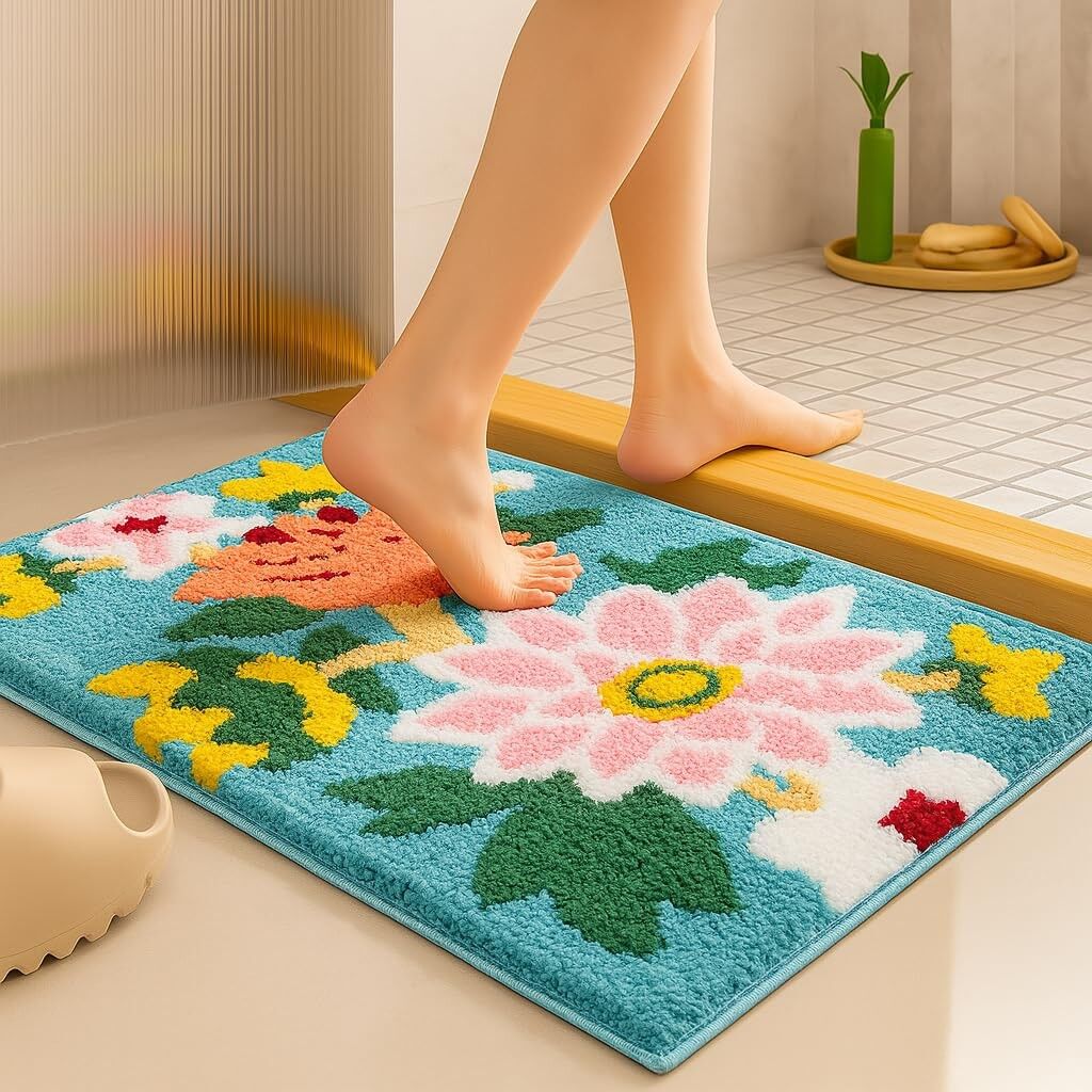 Tapis de bain en microfibre ultra douce 2000 g/m² (50 x 80 cm) - Lot de 1 | Tapis de porte/sol absorbant et antidérapant pour la maison (vert)