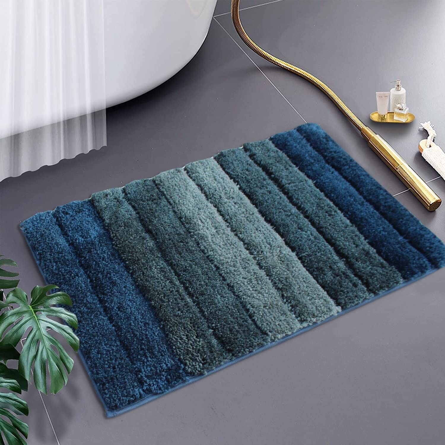 Tapis de bain antidérapant de luxe en microfibre 2500 g/m², 40 x 60 cm, lot de 1 | Lavable et absorbant | Tapis de salle de bain, cuisine et entrée