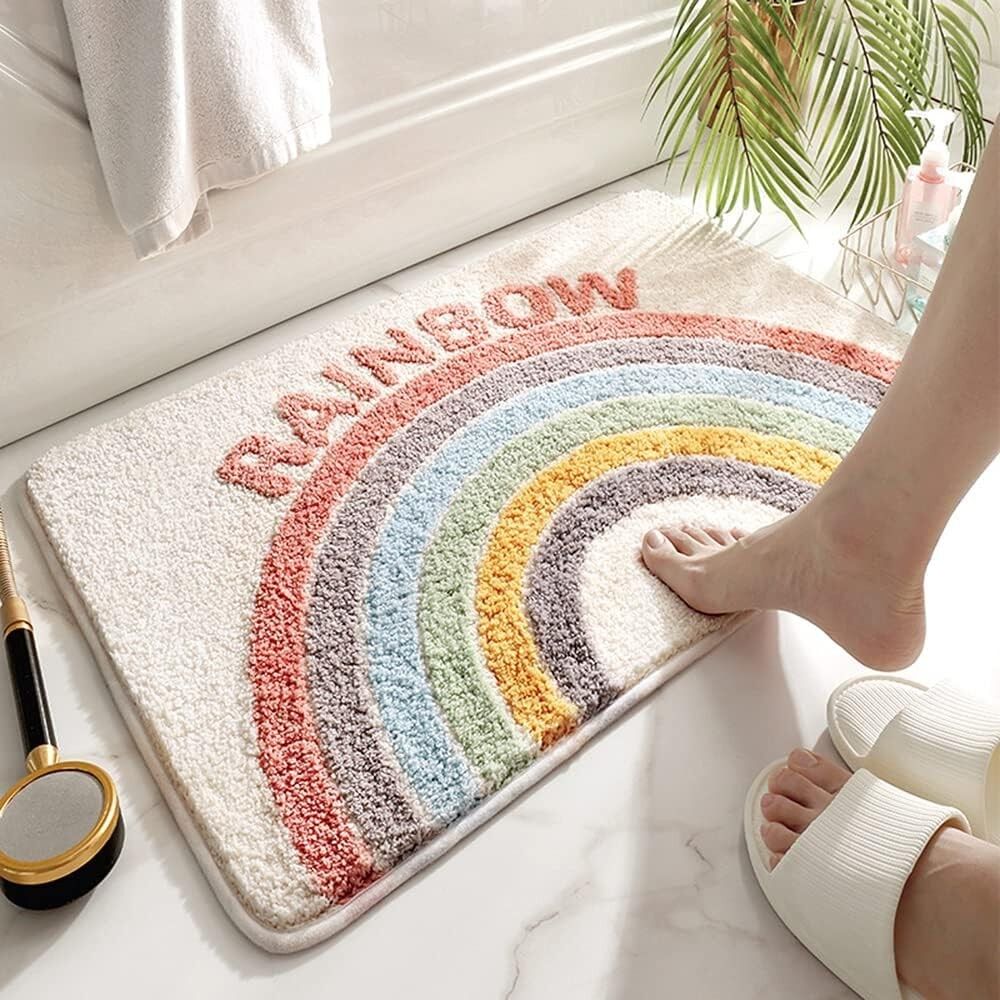 Tapis de bain antidérapant ultra doux Rainbow 2000 g/m² en microfibre 40 x 60 cm (lot de 1) | Tapis de sol/cuisine/porte ultra absorbant