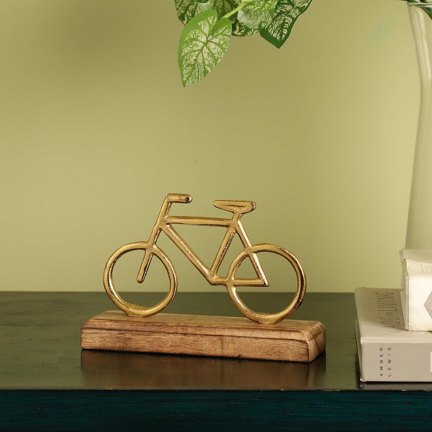 Figurine de vélo vintage classique en métal et bois | Décoration de table, accessoire de bureau, cadeau