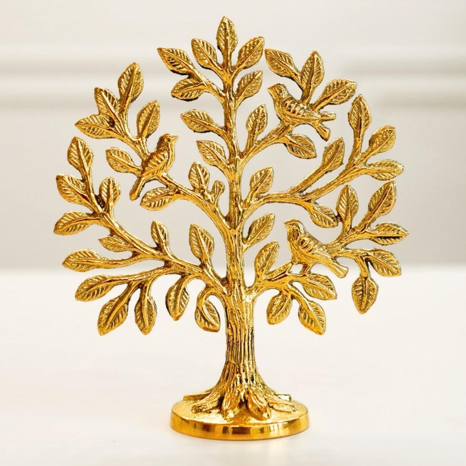 Arbre de vie décoratif en laiton pur à 100%, fabriqué à la main, avec oiseaux 5.23 cm | Décoration Vastu Feng Shui pour la maison et le temple (cadeau)