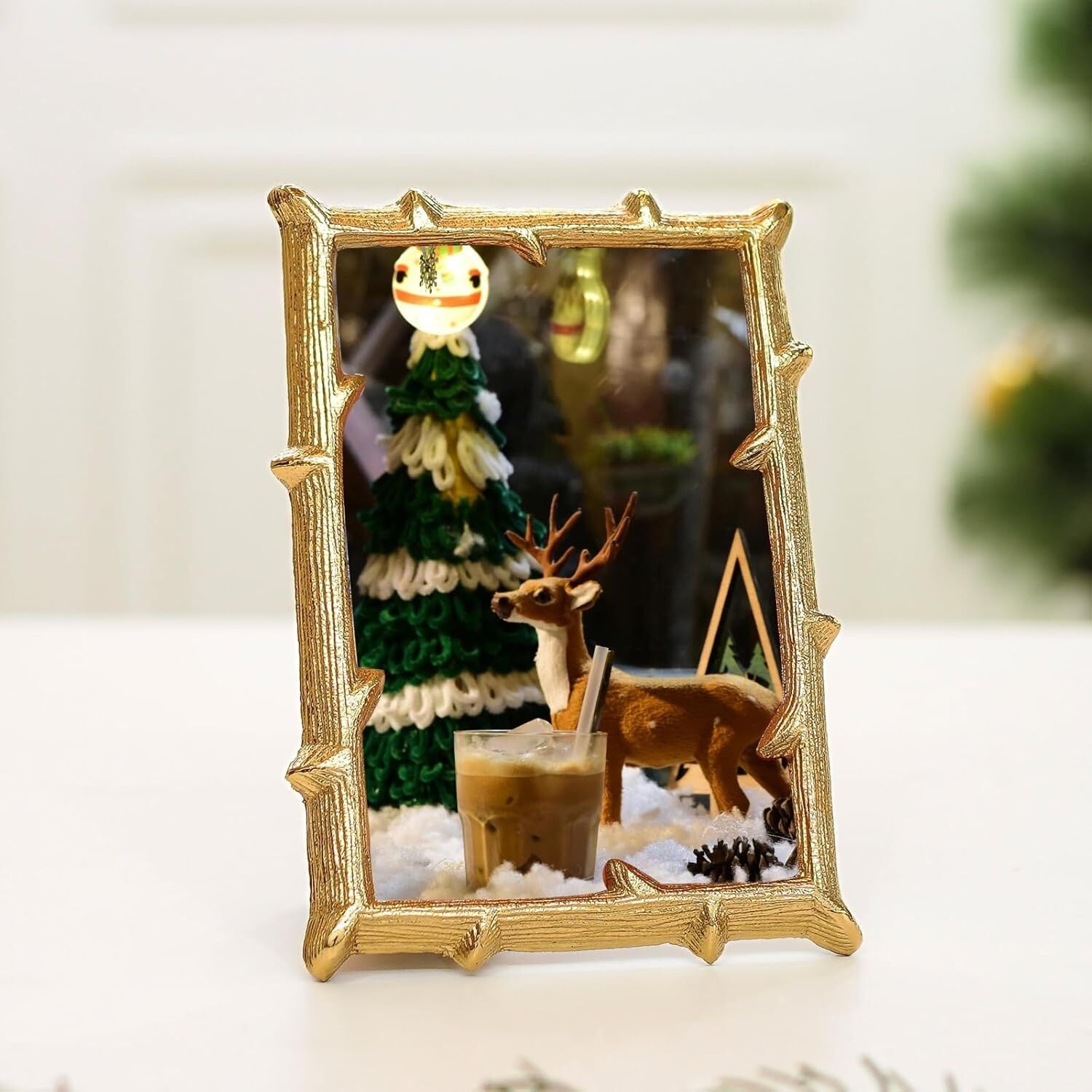 Cadre photo vintage élégant en métal doré en forme de brindille 10x15 cm | Petit format | Décoration de table | Cadeau idéal pour un anniversaire ou un anniversaire de mariage