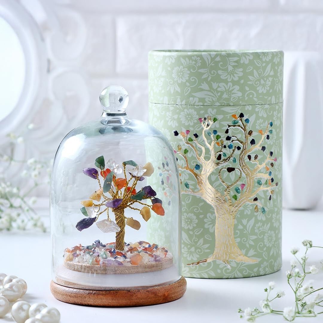 Arbre à cristaux Feng Shui esthétique aux 7 chakras | Décoration d'intérieur pour une énergie positive, cadeau de pendaison de crémaillère, porte-bonheur