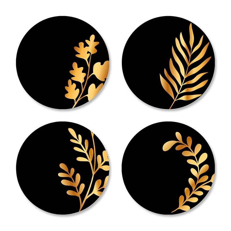 Dessous de verre en bois imprimés par un designer aux couleurs vives 3.5 x 3.Lot de 4 dessous de verre élégants pour tasses à thé ou à café, 12,7 cm (5 pouces) | Décoration de table élégante