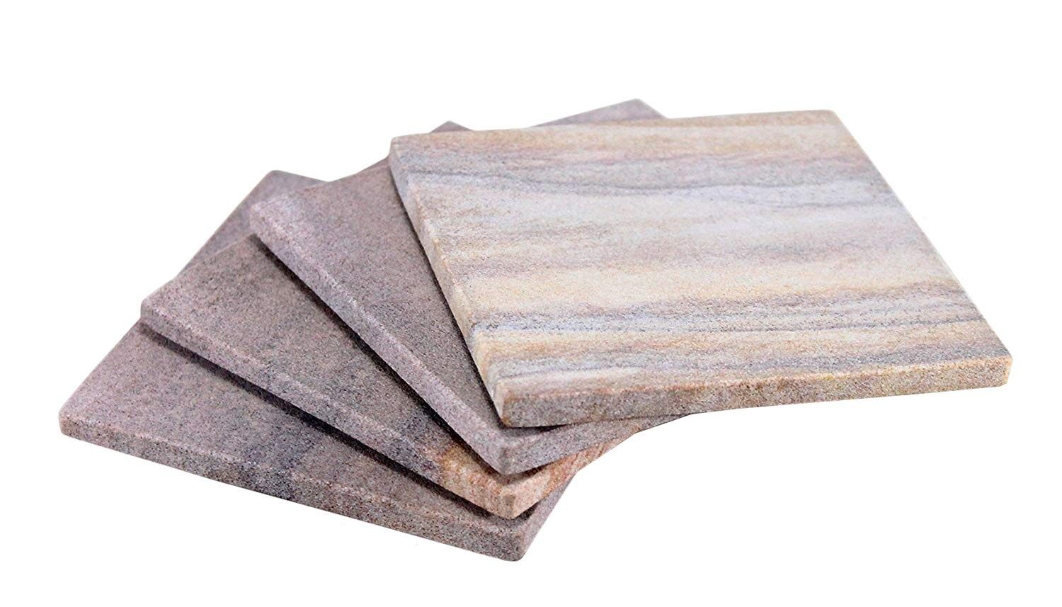 Ensemble de dessous de verre en pierre naturelle - Absorbants, dessous de verre uniques (lot de 4)