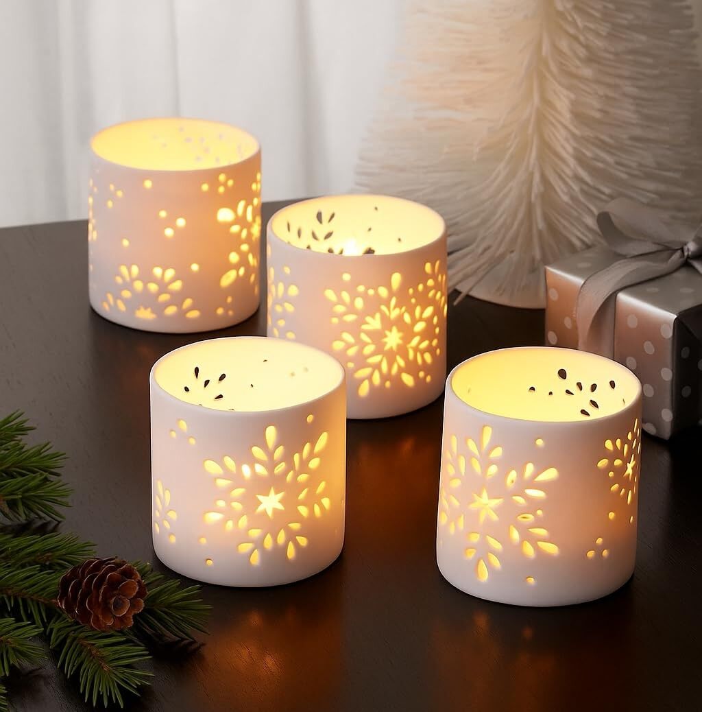 Porte-bougie chauffe-plat en fonte, motif flocon de neige (1 pièce), 7,6 x 7,6 cm | Bougeoir, Décoration intérieure, Cadeau de Diwali