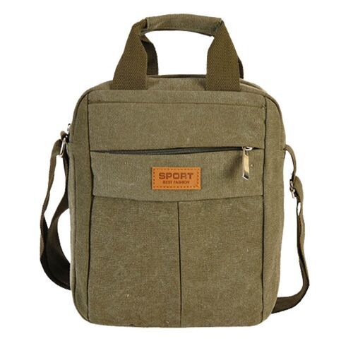 [ mb401-4 ] army green/khaki canvas shoulder bag for men