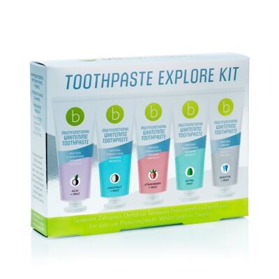 Pasta de dientes blanqueadora multifuncional Beconfident® - Explore Kit (25ml) 5 SABORES