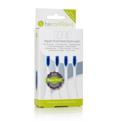 Beconfident Sonic cepillo de dientes, paquete de 4 cabezales, color blanco normal.