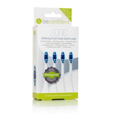 Lot de 4 têtes de brosse à dents sonique Beconfident Whitening White.