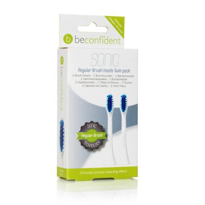 Lot de 2 têtes de brosse à dents Sonic Beconfident Regular White.