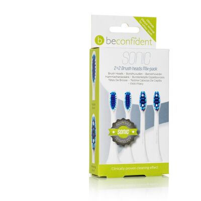 Beconfident Sonic Toothbrush heads Mix-pack (4 pcs) Regular/Whitening White.