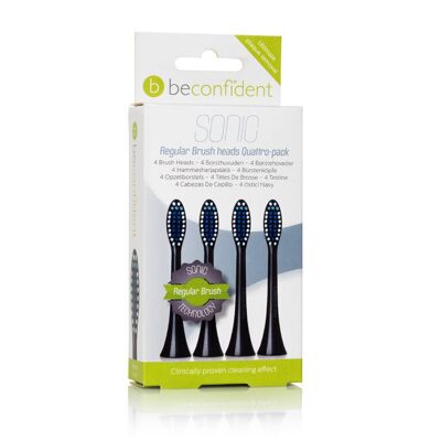 Lot de 4 têtes de brosse à dents Sonic Beconfident Regular Black.