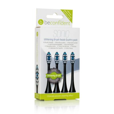 Beconfident Sonic cepillo de dientes, paquete de 4 cabezales Whitening Black.