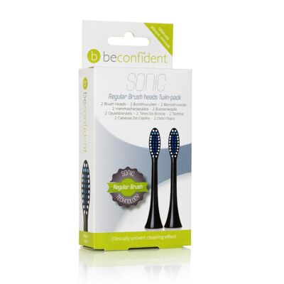 Lot de 2 têtes de brosse à dents Sonic Beconfident Regular Black.