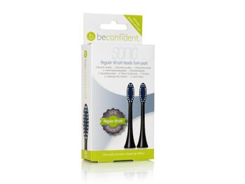 Lot de 2 têtes de brosse à dents Sonic Beconfident Regular Black.