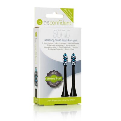 Beconfident Schallzahnbürstenköpfe 2er-Pack Whitening Black.