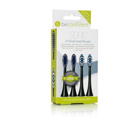 Beconfident Sonic Toothbrush heads Mix-pack (4 pcs) Regular/Whitening Black.