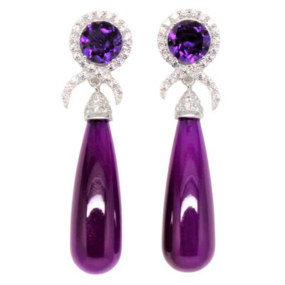 Casilda Earrings with Amethyst and Chalcedony