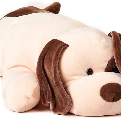 Oreiller en peluche - chien marron-beige - ultra doux - 57 cm (longueur) - Mots clés : oreiller décoratif, peluche, peluche, doudou