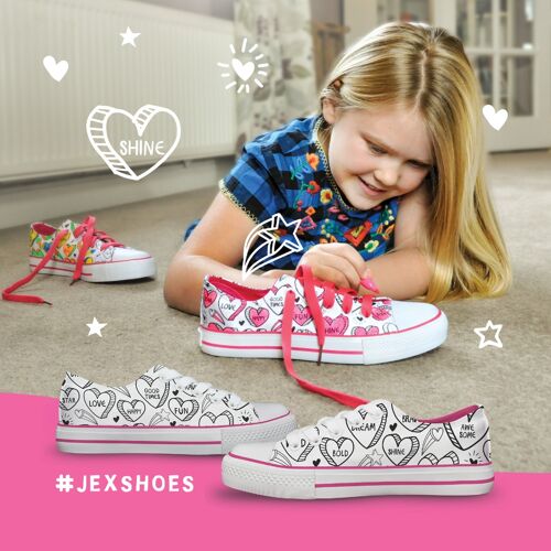 Positive Vibes Hearts Kids Colour-in Trainers