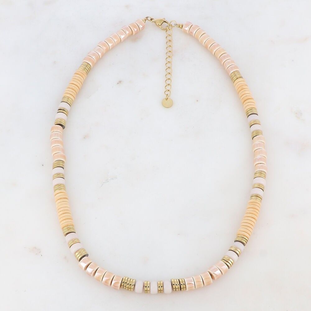 Collana con perle di ceramica e pietre naturali