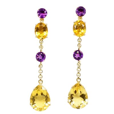 Boucles d'oreilles Sila avec Améthystes et Citrines