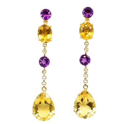 Sila Earrings with Amethysts and Citrines