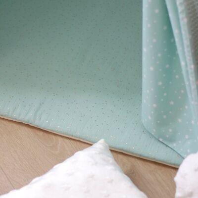 Mint and Gold fleece children's rug